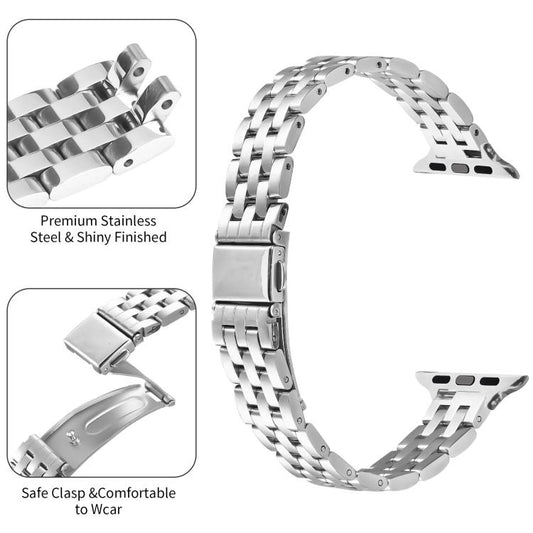 For Apple Watch 42mm / 41mm / 40mm / 38mm Small Waist Slingshot Buckle Steel Watch Band(Silver) by bashfashion