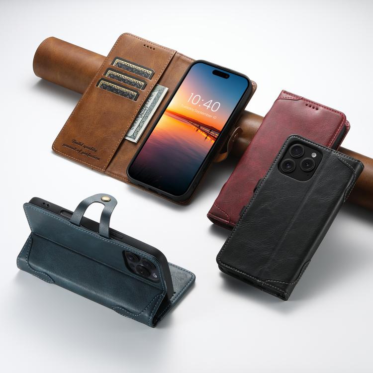 For iPhone 12 Pro Max Suteni Q-03 Oil Wax Magnetic Clasp Leather Phone Case(Black) by Suteni