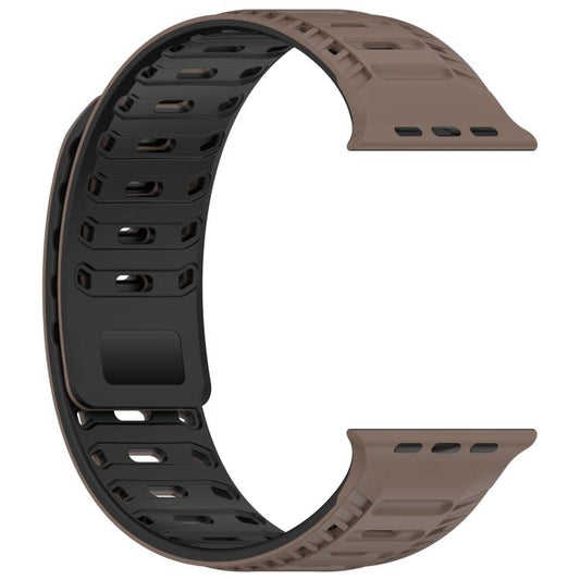 For Apple Watch 46mm / 49mm / 45mm / 44mm Mountain Armor Magnetic Silicone Watch Band(Chocolate Black) by bashfashion
