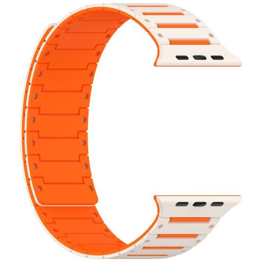 For Apple Watch 46mm / 49mm / 45mm / 44mm Colorful Spirit Piano Soft Magnetic Two-tone Watch Band(Starlight Orange) by bashfashion