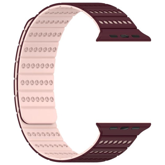 For Apple Watch 42mm / 41mm / 40mm / 38mm Honeycomb Magnetic Watch Band(Burgundy Frosted) by bashfashion