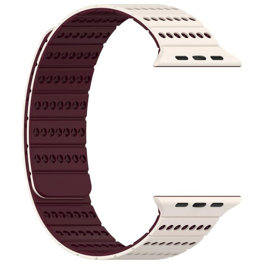 For Apple Watch 46mm / 49mm / 45mm / 44mm Honeycomb Magnetic Watch Band(Starlight Burgundy) by bashfashion