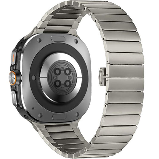 For Samsung Galaxy Watch Ultra 47mm / Ultra 2025 One-bead Butterfly Buckle Stainless Steel Watch Band(Titanium) by bashfashion