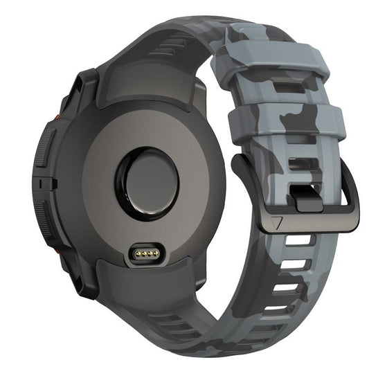 For Garmin Instinct 3 AMOLED / Solar 50mm Camouflage Printed Silicone Watch Band(Black Gray) by bashfashion