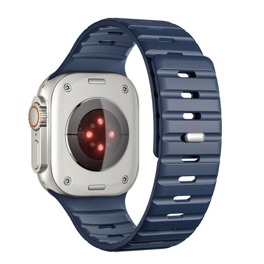 For Apple Watch 42mm / 41mm / 40mm / 38mm Norman Magnetic Silicone Watch Band(Dark Blue) by bashfashion