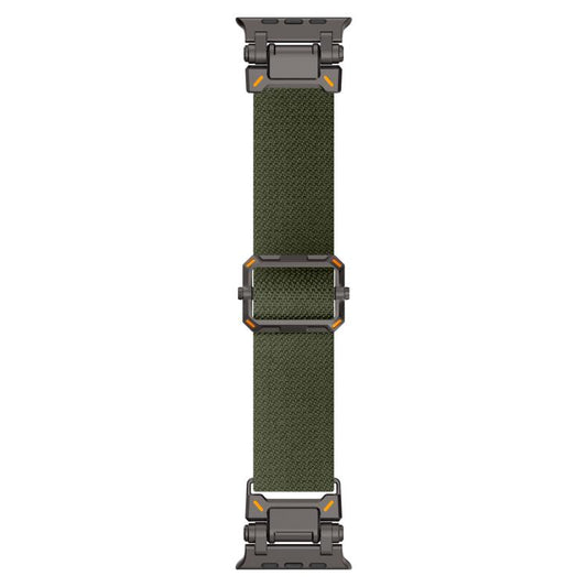 For Apple Watch 46mm / 49mm / 45mm / 44mm Explorer Polyester Nylon Watch Band(Black Green) by bashfashion