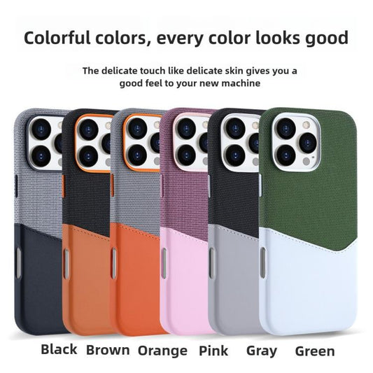 For iPhone 16 Pro Max Kalebol Cloth Textue Stitching Card Slot Magnetic Phone Case(Orange) by Kalebol