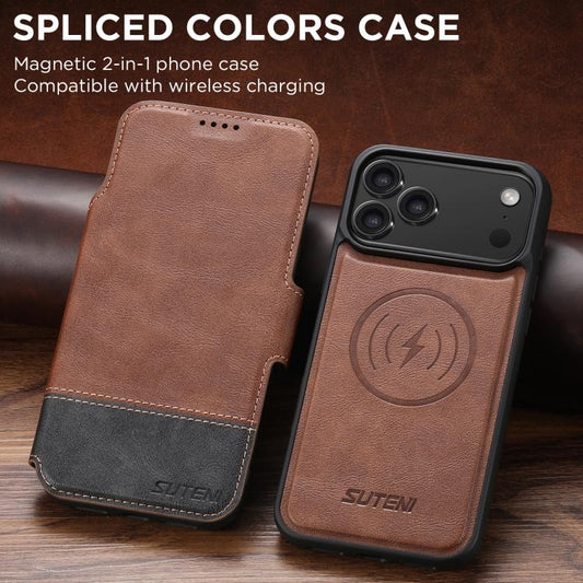 For iPhone 17 Pro Max Suteni Q06 2-in-1 Multi-function Detachable Wallet MagSafe Phone Case(Brown) by Suteni