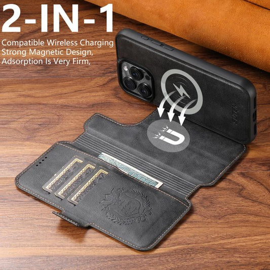 For iPhone 17 Pro Max Suteni Q07 2-in-1 Multi-function Detachable Wallet MagSafe Phone Case(Black) by Suteni