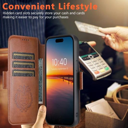 For iPhone 17 Pro Max Suteni Q07 2-in-1 Multi-function Detachable Wallet MagSafe Phone Case(Brown) by Suteni