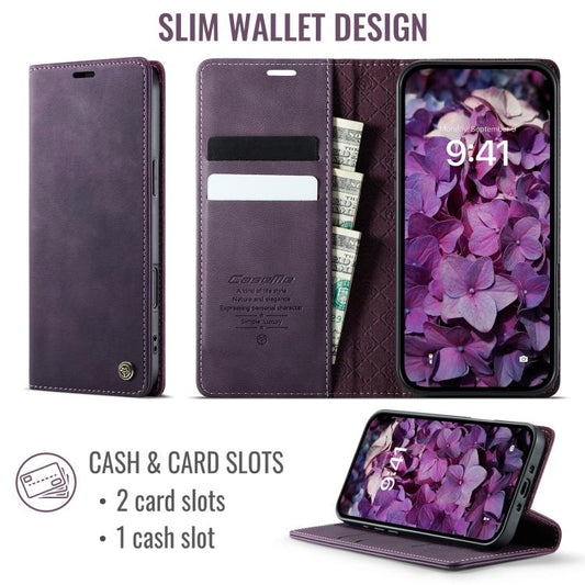For iPhone Air CaseMe 033 Calf Leather Lining Microfibre RFID Blocking Phone Case(Purple) by CaseMe