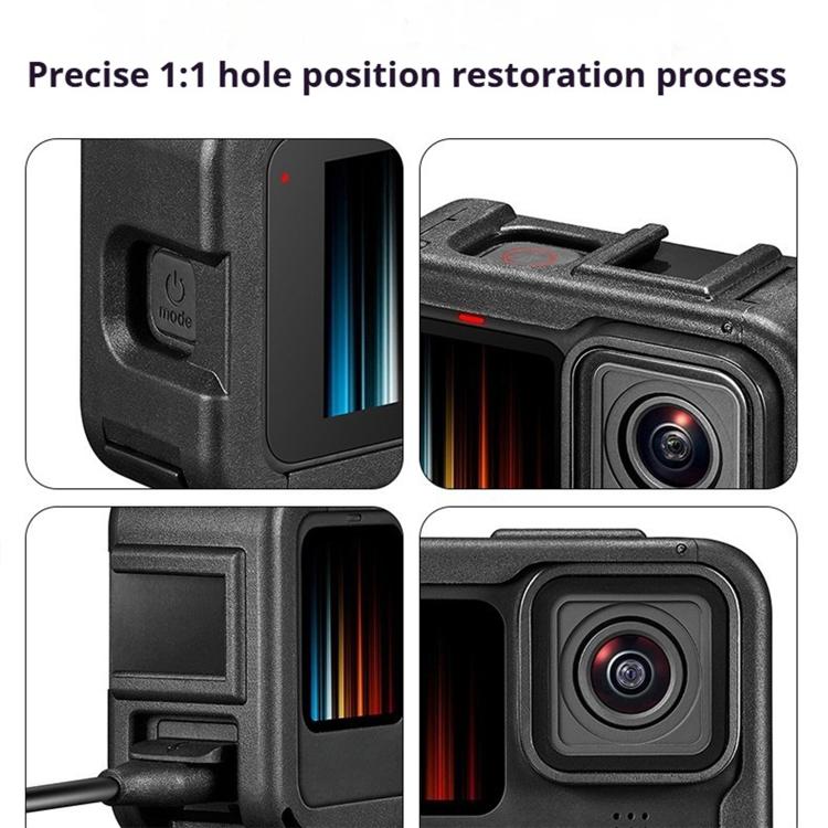 For GoPro HERO13 Black / HERO12 Black Dual Cold Shoes Frame Expansion PA Cage with Side Interface Cover by bashfashion