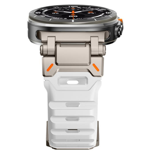 For Samsung Galaxy Watch Ultra 47mm / Ultra 2025 Explorer Metal Head Fluororubber Watch Band(Titanium White) by bashfashion