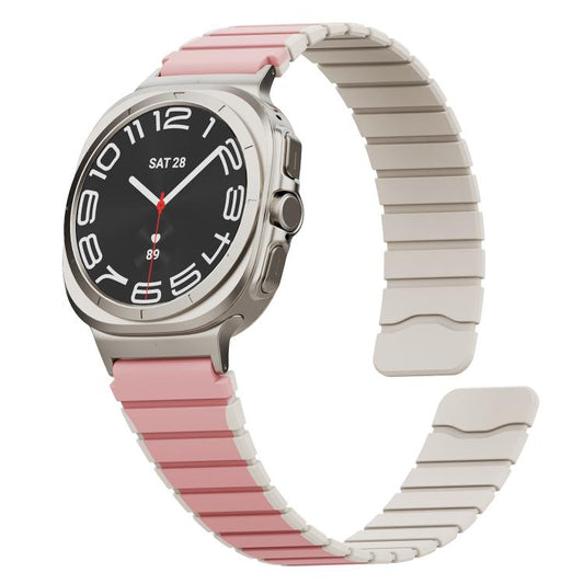 For Samsung Galaxy Watch Ultra 47mm / Ultra 2025 Magnetic Two Color Silicone Watch Band(Pink Starlight) by bashfashion