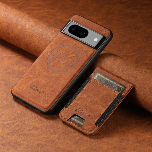 For Google Pixel 7 Pro Suteni H17 Litchi Texture Leather Magnetic Detachable Wallet Phone Case(Khaki) by Suteni