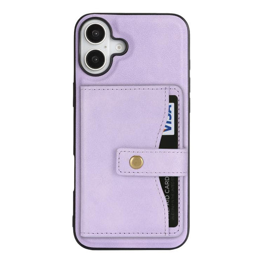 For iPhone 17 Kalebol Magnetic Button Card Bag MagSafe Ring Leather Phone Case(Purple) by Kalebol