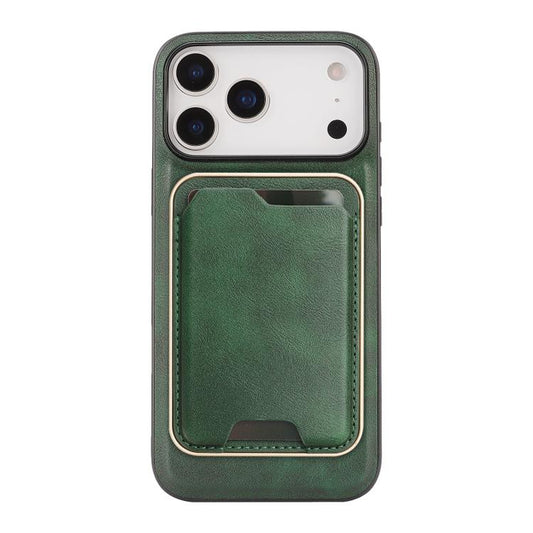 For iPhone 17 Pro Kalebol Slim MagSafe Ring Magnetic Card Bag Leather Phone Case(Green) by Kalebol