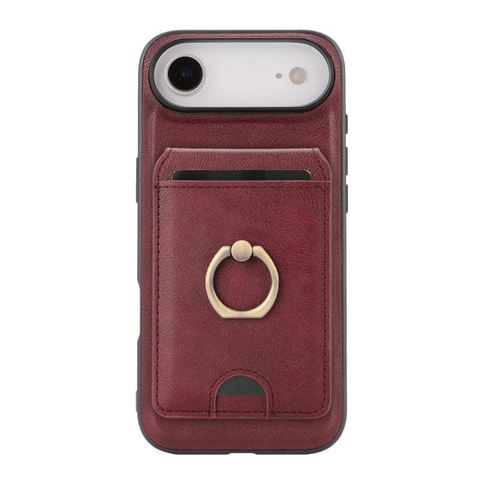 For iPhone Air Kalebol Strong MagSafe Ring Magnetic Card Bag Holder Leather Phone Case(Red) by Kalebol