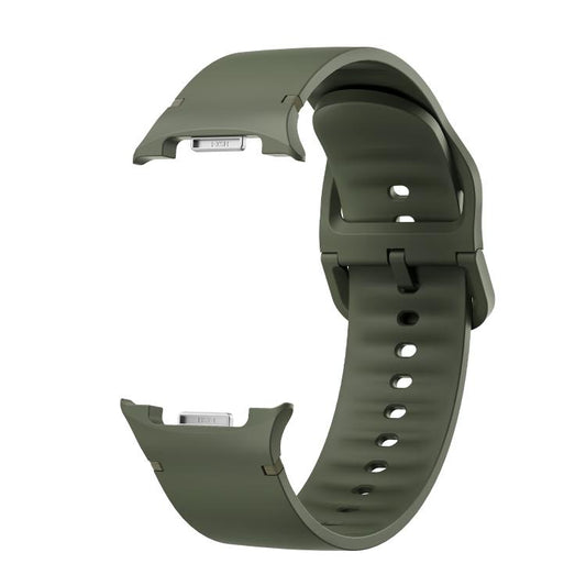 For Samsung Galaxy Watch8 / Watch8 Classic Solid Color Stitched Silicone Watch Band, Size:M(Army Green) by bashfashion