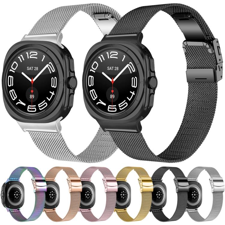 For Samsung Galaxy Watch Ultra 47mm / Ultra 2025 Turtle Buckle Milanese Metal Watch Band(Rose Gold) by bashfashion