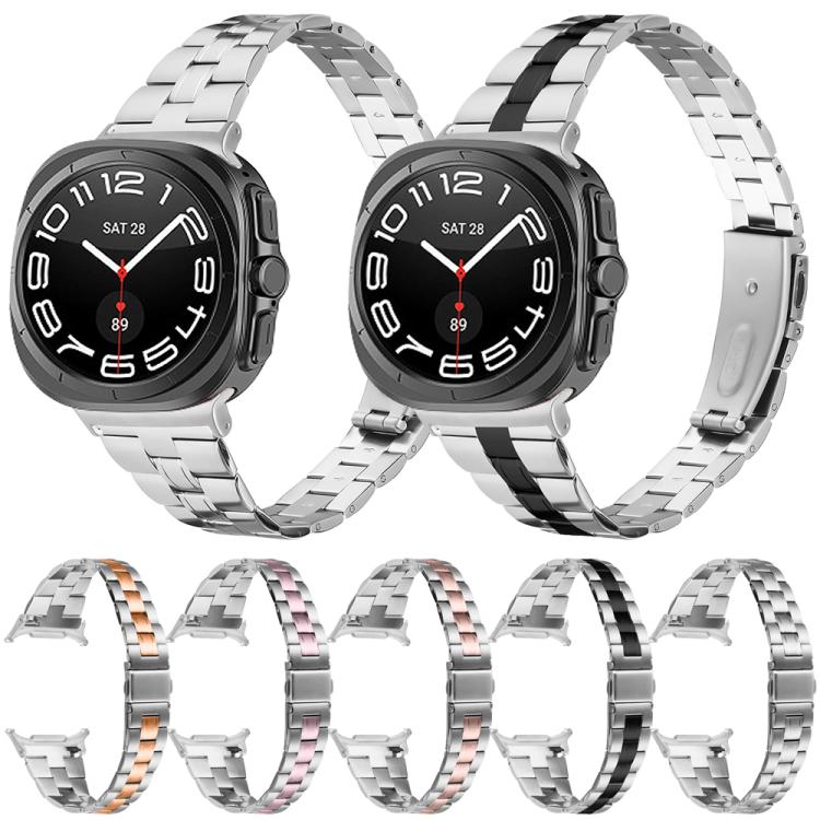 For Samsung Galaxy Watch Ultra 47mm / Ultra 2025 Three Beads Slim Stainless Steel Watch Band(Silver) by bashfashion