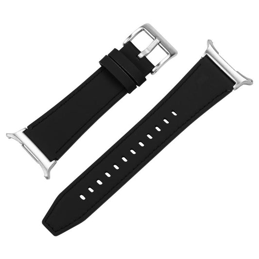 For Samsung Galaxy Watch Ultra 47mm / Ultra 2025 Silver Buckle Nappa Genuine Leather Watch Band(Black) by bashfashion