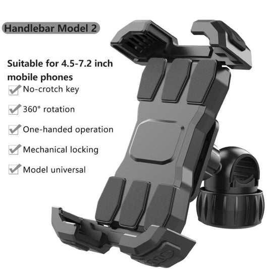 QX-25A Motorcycle Bicycle Handlebar Phone Mount 360 Rotation Shockproof Navigation Holder(Grey) by bashfashion