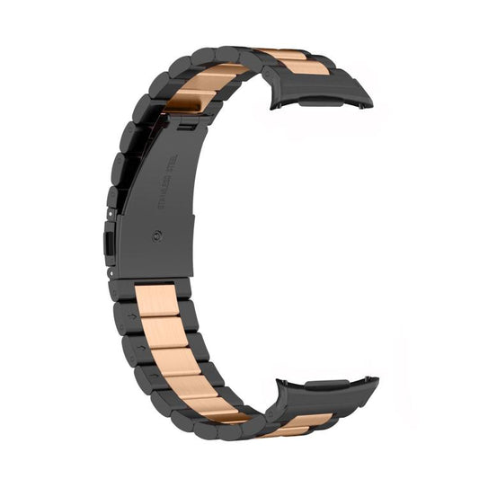 For Samsung Galaxy Watch Ultra 47mm / Ultra 2025 Three Beads Stainless Steel Watch Band with Removal Tool(Black Rose Gold) by bashfashion