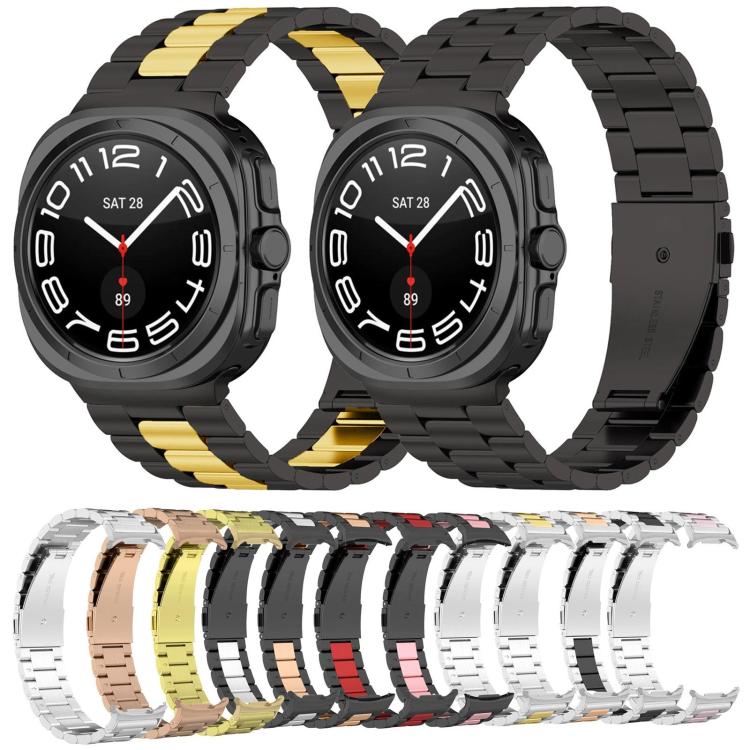 For Samsung Galaxy Watch Ultra 47mm / Ultra 2025 Three Beads Stainless Steel Watch Band with Removal Tool(Black) by bashfashion