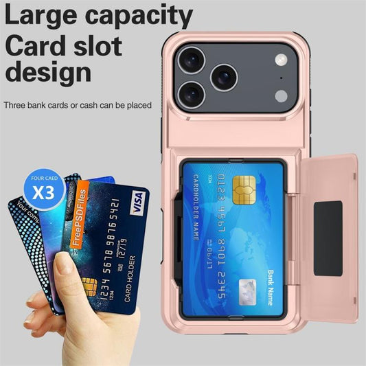 For iPhone 17 Pro Max Kalebol Flip Card Wallet Holder Shockproof Phone Case(Rose Gold) by Kalebol