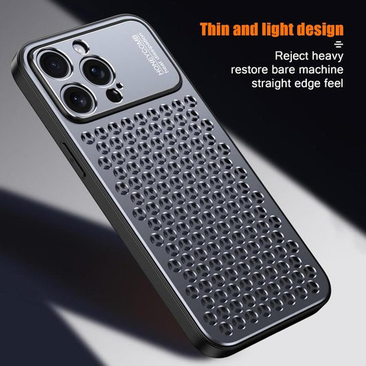 For iPhone 16 Pro Max Kalebol Metal Cooling Breathable Hollow Phone Case(Gray) by Kalebol
