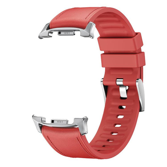 For Samsung Galaxy Watch8 / Watch8 Classic Metal Head Leather Skin Silicone Watch Band(Red) by bashfashion