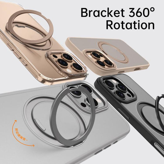 For iPhone 16 Pro Kalebol Rotating Magnetic Holder MagSafe Phone Case(Transparent Gold) by Kalebol