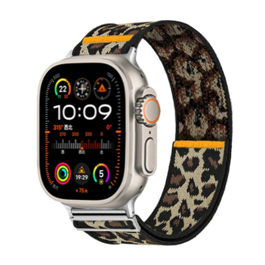 For Apple Watch 46mm / 49mm / 45mm / 44mm Adjustable Single Loop Elastic Nylon Watch Band(Leopard Print) by bashfashion