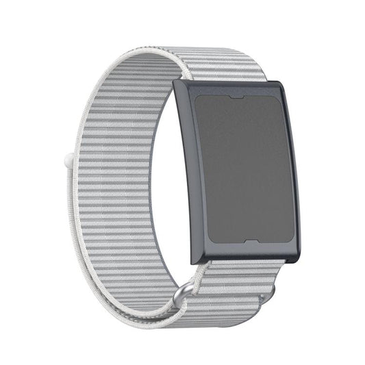For Amazfit Helio Strap Metal Ring Two Sections Nylon Hook and Loop Fastener Watch Band(Dome Gray) by bashfashion