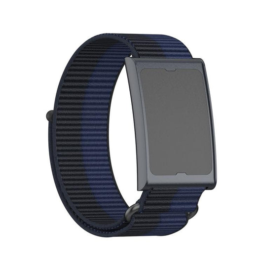 For Amazfit Helio Strap Metal Ring Two Sections Nylon Hook and Loop Fastener Watch Band(Deep Ocean Blue) by bashfashion