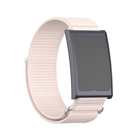 For Amazfit Helio Strap Metal Ring Two Sections Nylon Hook and Loop Fastener Watch Band(Pearl Pink) by bashfashion