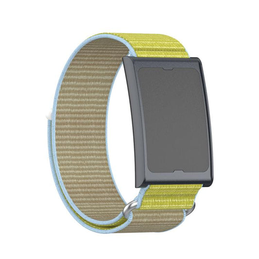 For Amazfit Helio Strap Metal Ring Two Sections Nylon Hook and Loop Fastener Watch Band(Camel) by bashfashion