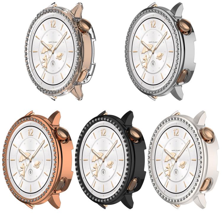 For OnePlus Watch 3 43mm Single Row Diamond Half Coverage Hollow PC Watch Protective Cover(Black) by bashfashion