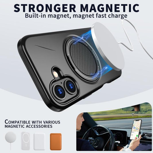 For iPhone 16 Kalebol Magnetic MagSafe Rotation Holder PC Phone Case(Black) by Kalebol