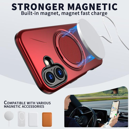 For iPhone 16 Kalebol Magnetic MagSafe Rotation Holder PC Phone Case(Red) by Kalebol