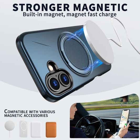 For iPhone 17 Kalebol Magnetic MagSafe Rotation Holder PC Phone Case(Blue) by Kalebol