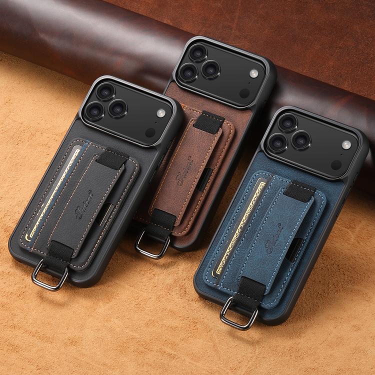 For iPhone 17 Pro Suteni H13 Litchi Leather Wrist Strap Wallet Back Phone Case(Blue) by Suteni