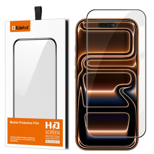 For iPhone 17 Pro Max Kalebol High-Aluminum Screen-Printed Full-Coverage Anti-Fingerprint Black-Bordered HD Tempered Glass Film by Kalebol