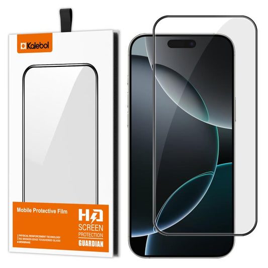 For iPhone 16 Pro Max Kalebol High-Aluminum Screen-Printed Full-Coverage Anti-Fingerprint Black-Bordered HD Tempered Glass Film by Kalebol