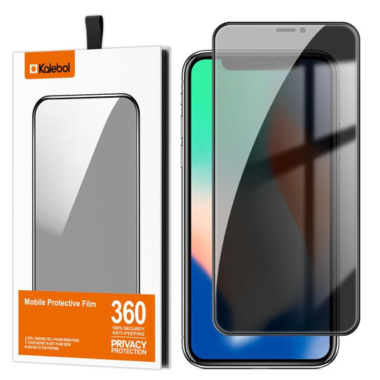 For iPhone X Kalebol High-Aluminum Screen-Printed Full-Coverage Black-Border Privacy Tempered Glass Film by Kalebol