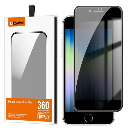 For iPhone SE 2022 / 2020 Kalebol High-Aluminum Screen-Printed Full-Coverage Black-Border Privacy Tempered Glass Film by Kalebol