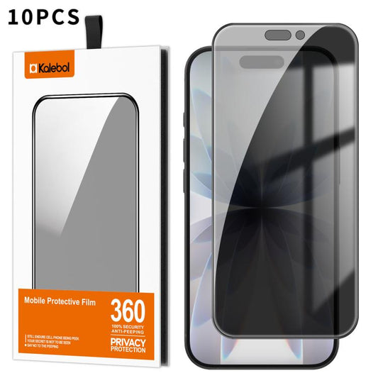 For iPhone 17 10pcs Kalebol High-Aluminum Screen-Printed Full-Coverage Black-Border Privacy Tempered Glass Film by Kalebol