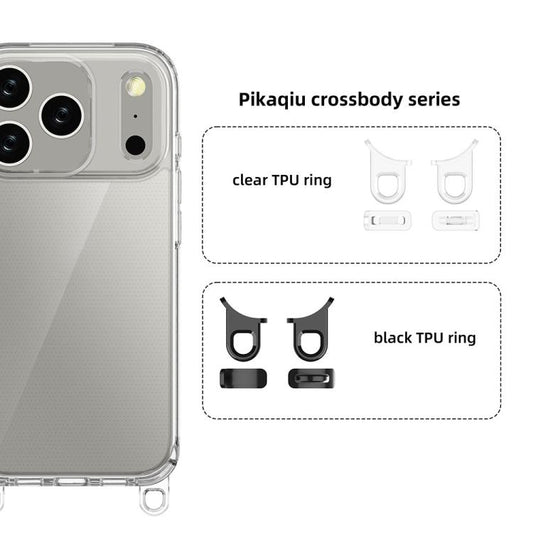 For iPhone 17 Pro Kalebol Minimalist High Transparency Multi Color Lanyard Hole Phone Case(Black) by Kalebol