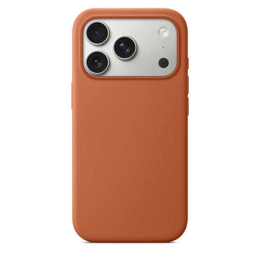 For iPhone 17 Pro Max Crossbody Imitation Nylon Magnetic Liquid Pop-Up Animation Liquid Silicone Phone Case(Terracotta) by Kalebol
